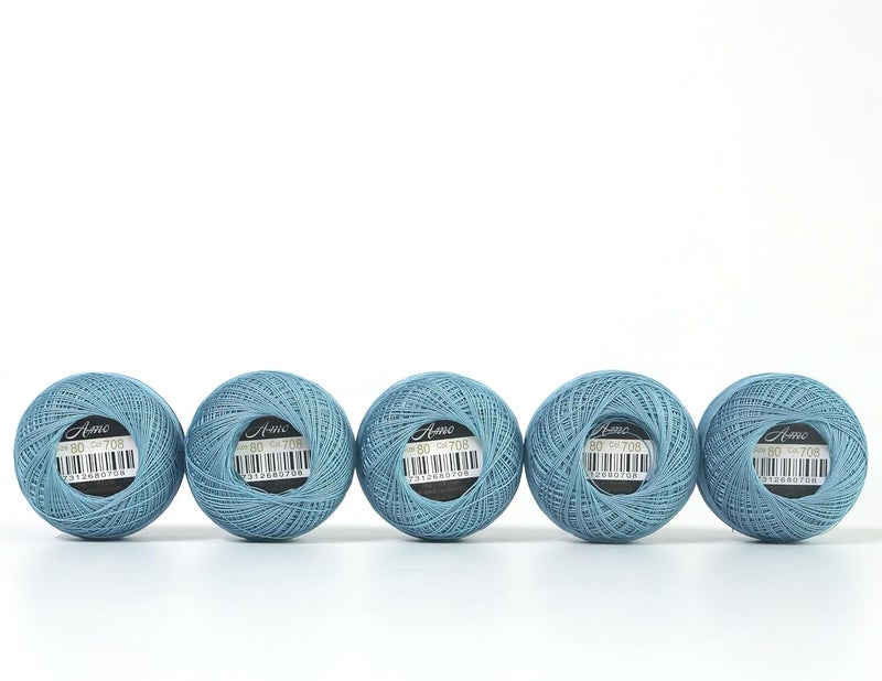 AMOHilos Size 80 (Thinner Than 0.3mm) Cotton Crochet Threads Singed Mercerized Egyptian Long Fiber Cotton Thread for Tatting, Lace, Dollies and Dolls Toys DIY Projects, 5 Balls Set (Set H) - Image 1
